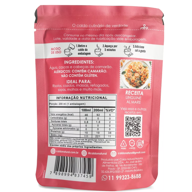 Caldo de Camarão 200ml - Caldo Natural