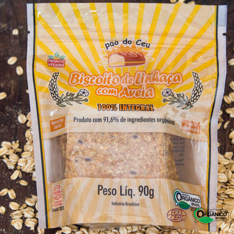 Biscoito de Linhaça com Aveia 100% Integral Pão do Céu 90g