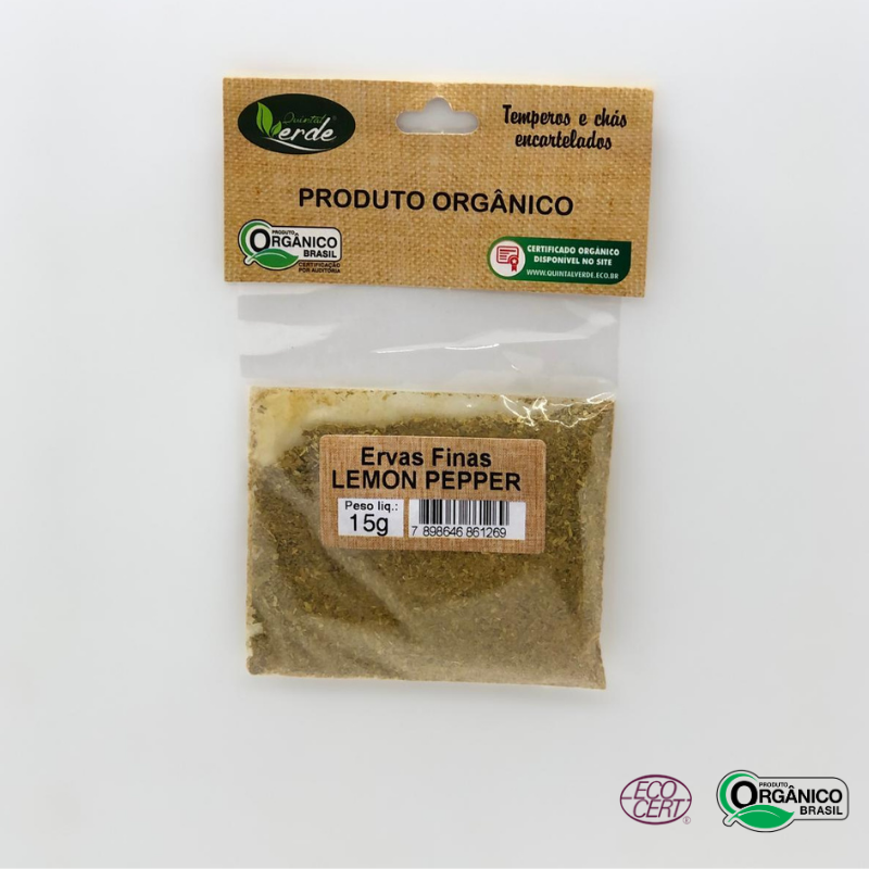 Tempero de Ervas Finas e Lemon Pepper Orgânico Quintal Verde 15g