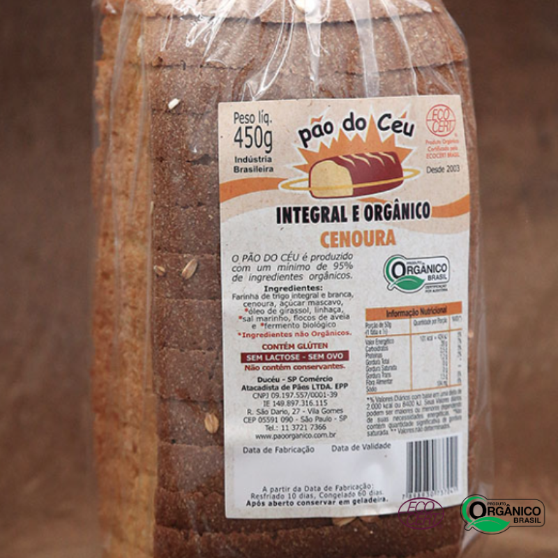Pão Integral Cenoura Pão do Céu 450g