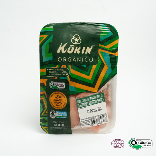 Coxa e Sobrecoxa de Frango s/ Osso Orgânico Korin 600g